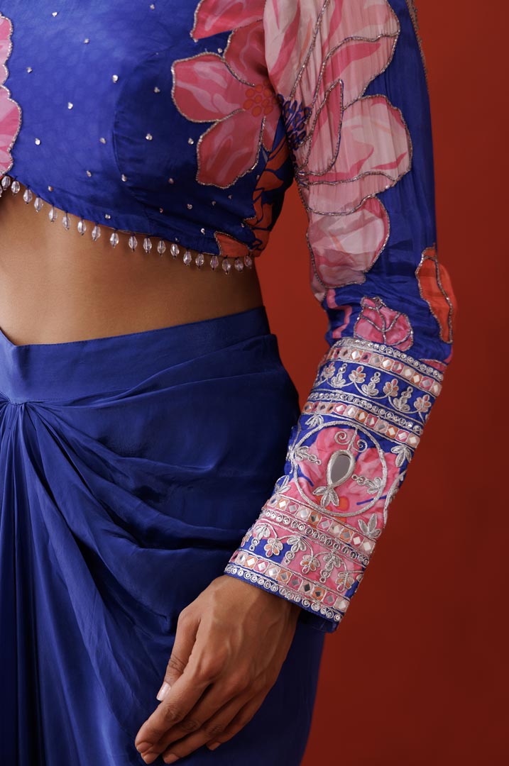 Sapphire drape skirt set