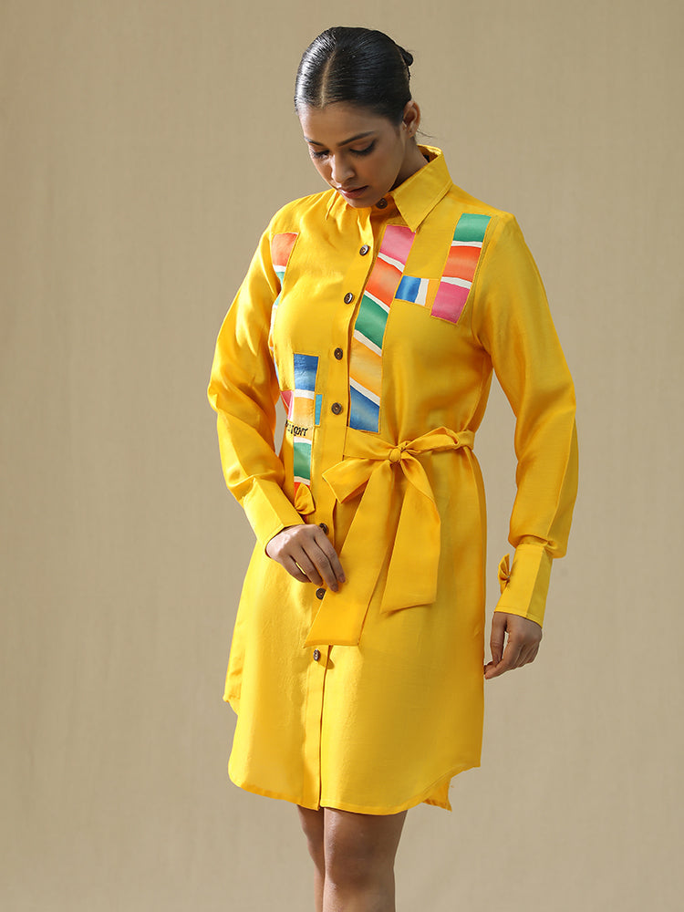 Yellow Chaar Baar Handpainted Shirt