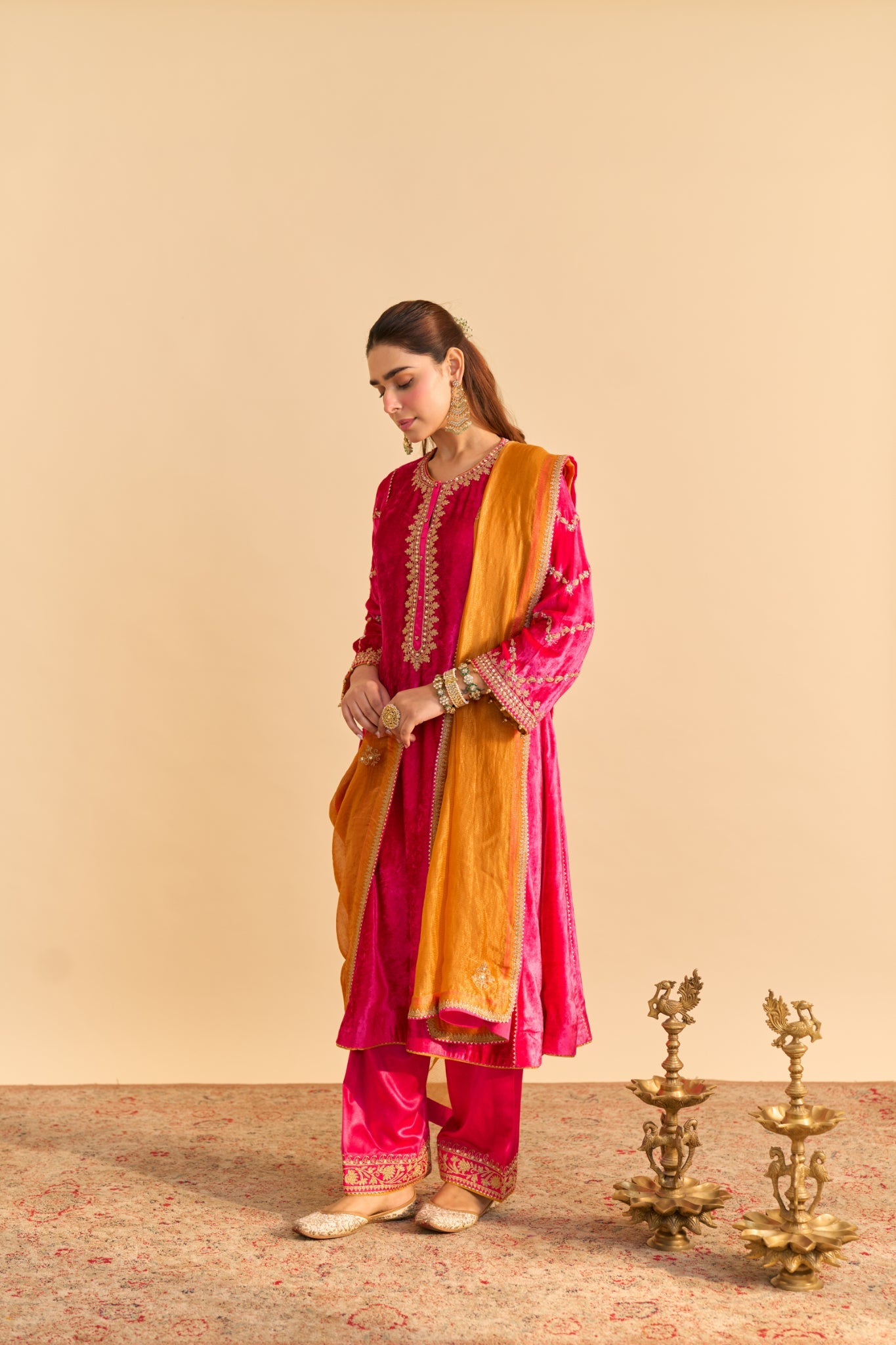 Azmiya - Hotpink Chauga with Salwar and Dupatta