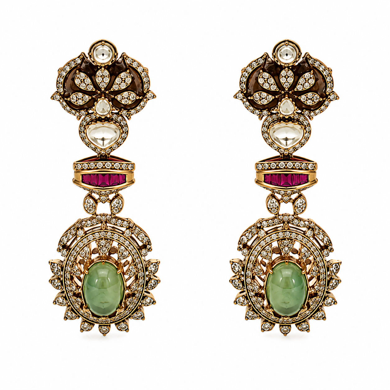 Multicolour Semi-Precious Stone Moissanite Necklace Set
