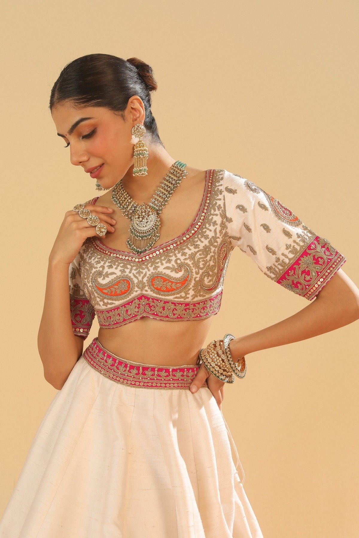Sidra - Daisy Ivory Blouse, Lehenga and Dupatta