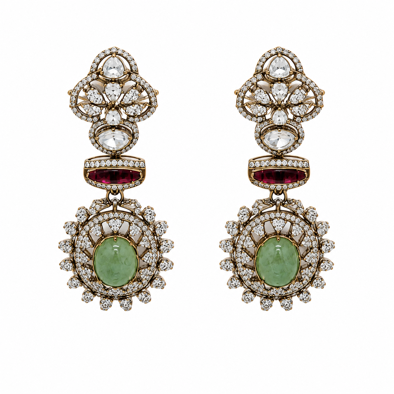 Sage Green Semi-Precious Stone Zircon Necklace Set