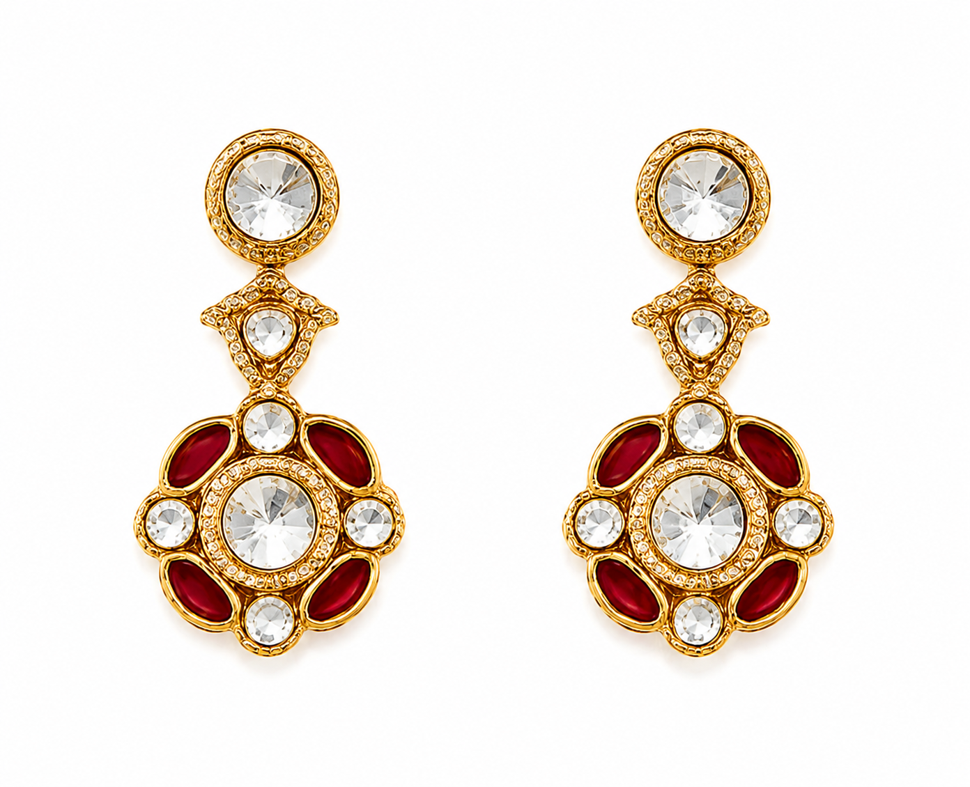 Ruby Kundan Choker Necklace Set with Drop Earring