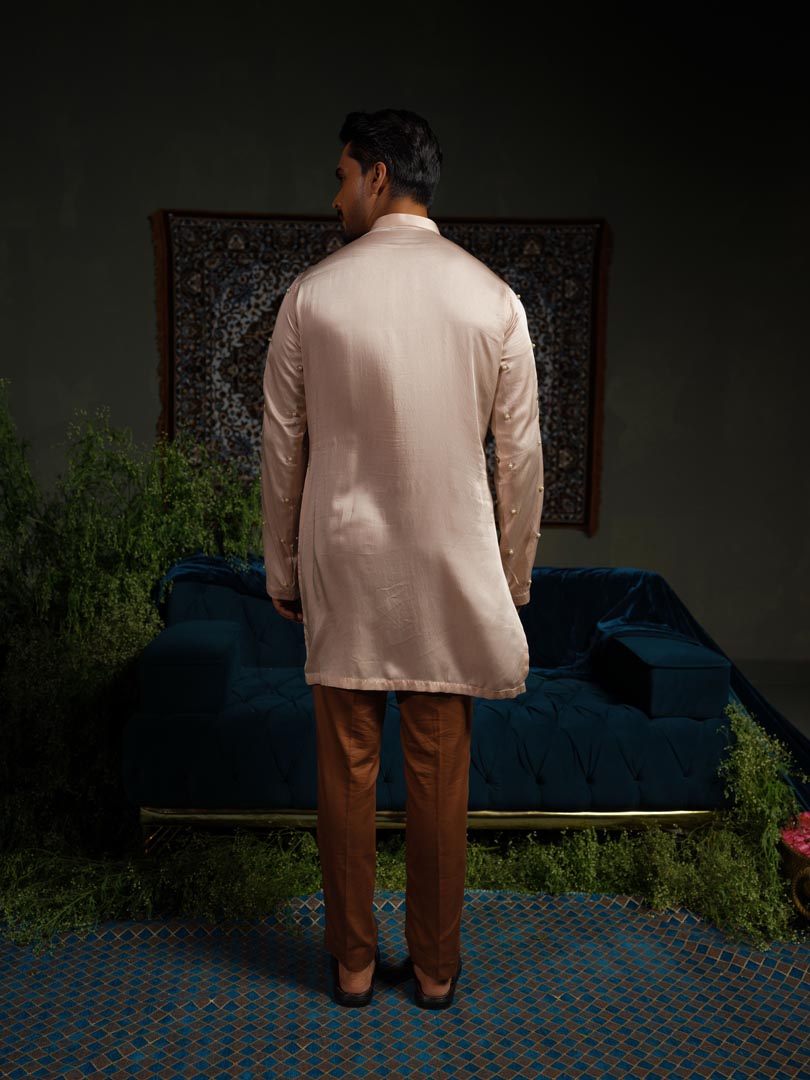 Peach Palm Kurta Set