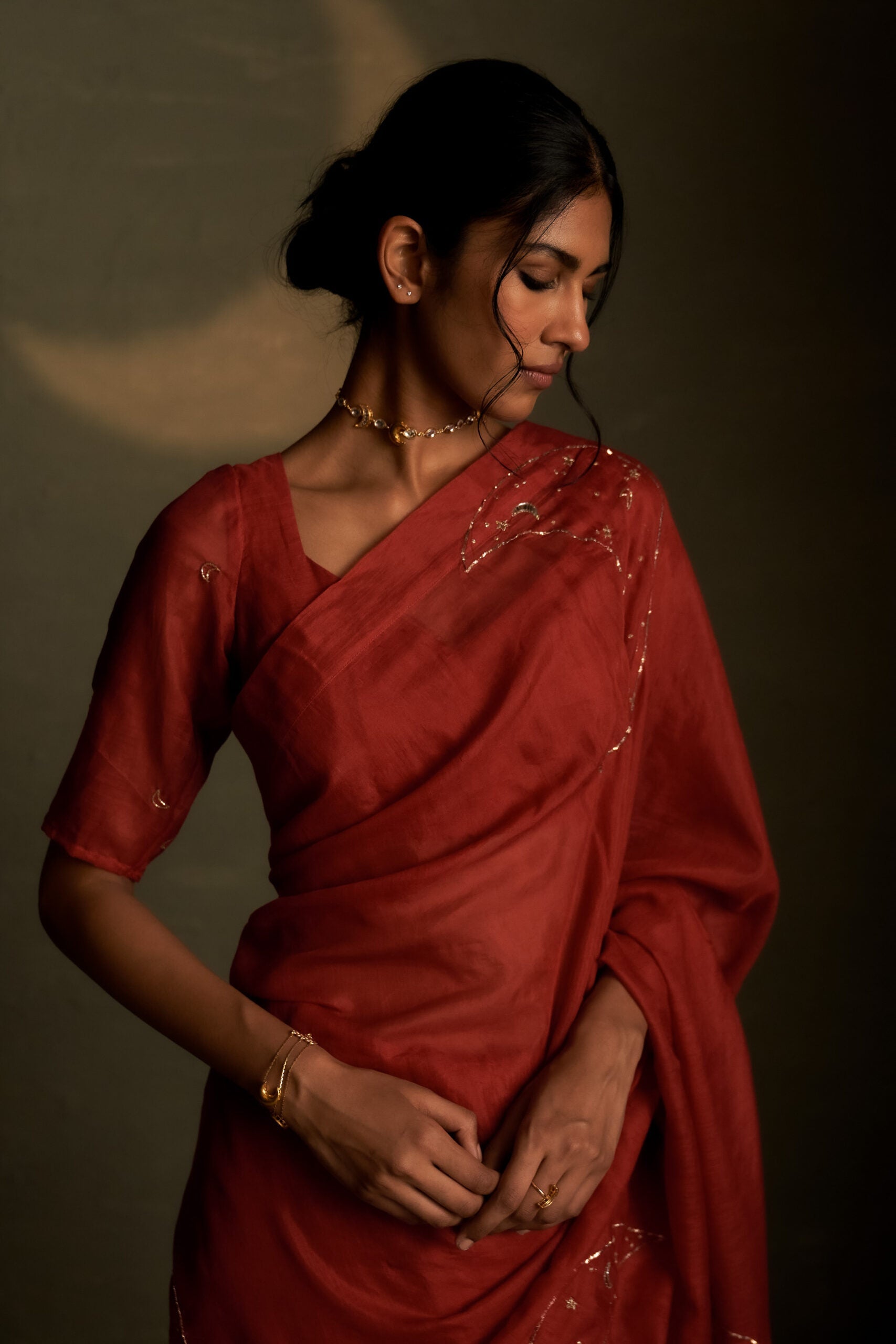 Chaand Saree with Sleeve Blouse