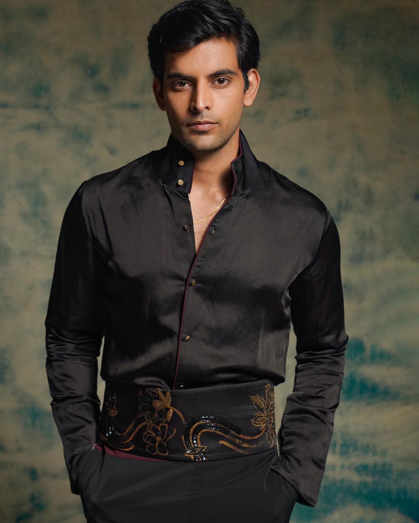 Black and Gold hand embriodered shrug set