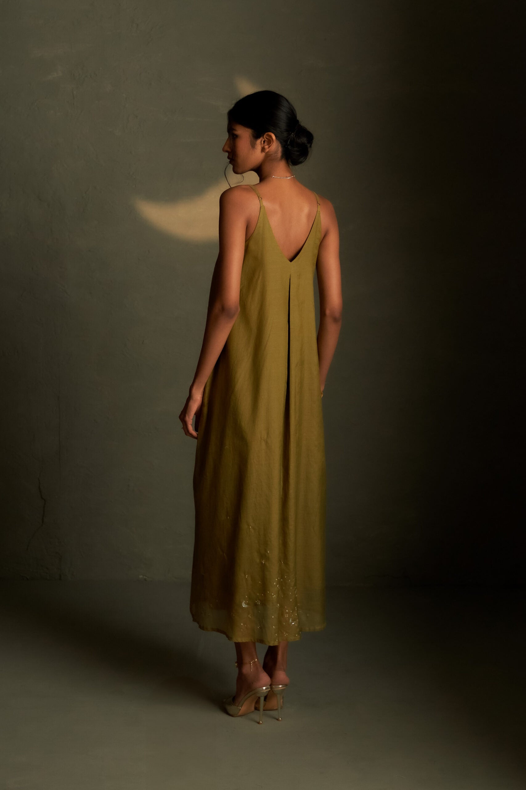 Olive Dusk Chaand Sitara Dress with Scarf