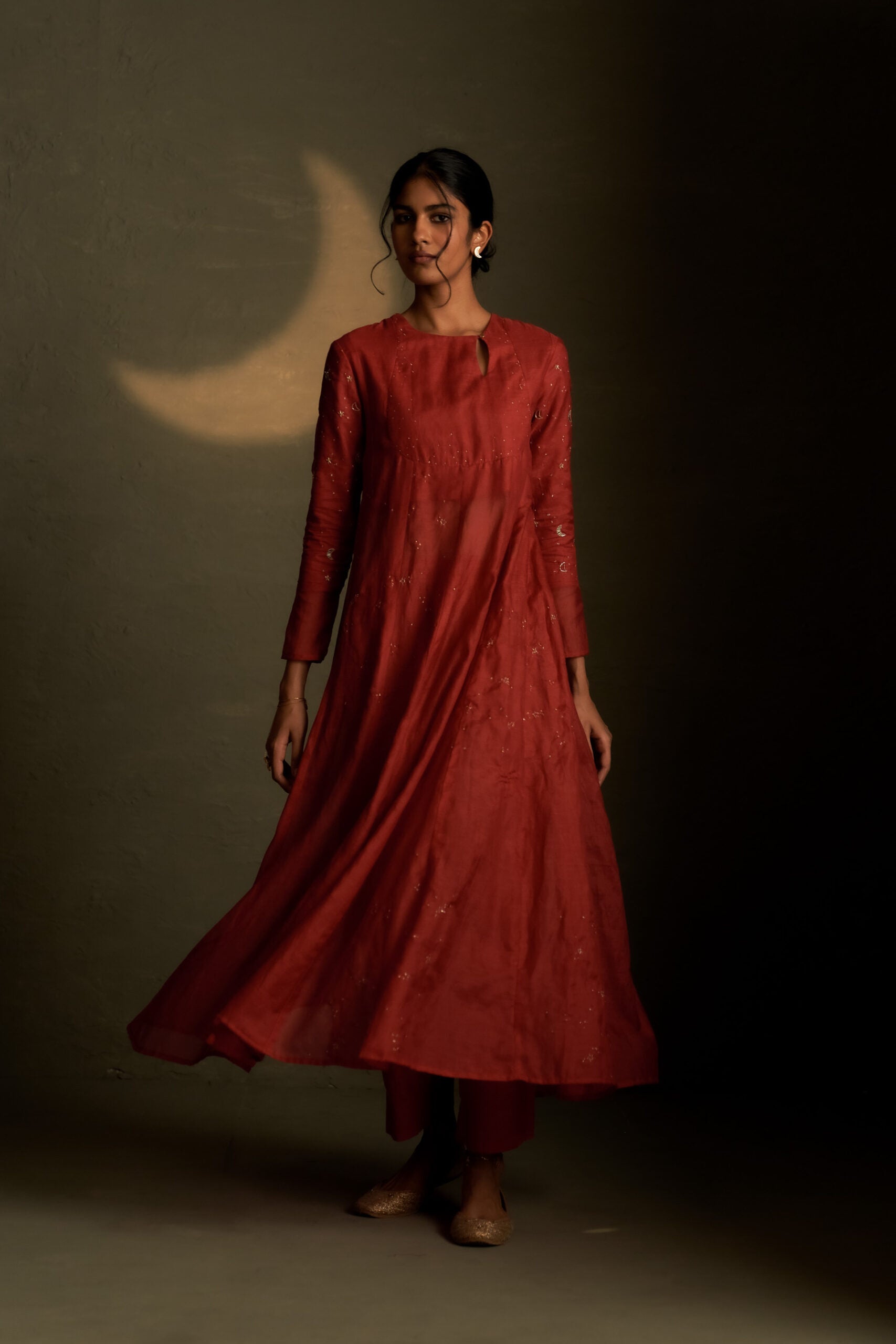 Moonlit Crimson Chaand Anarkali