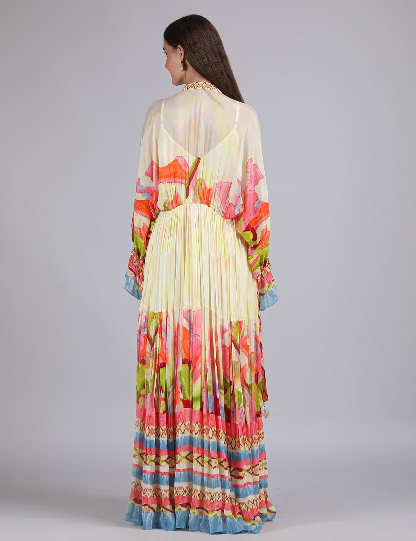 Linear lime summer placement Kaftan