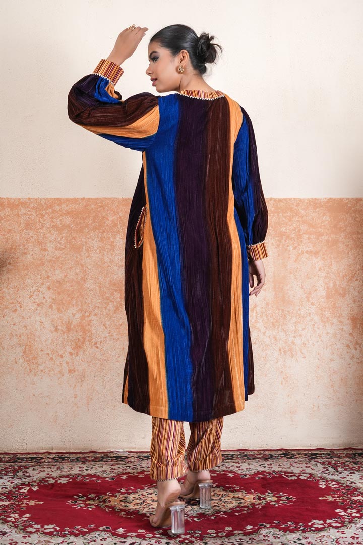 Crush Makhmal Striped Cord Set