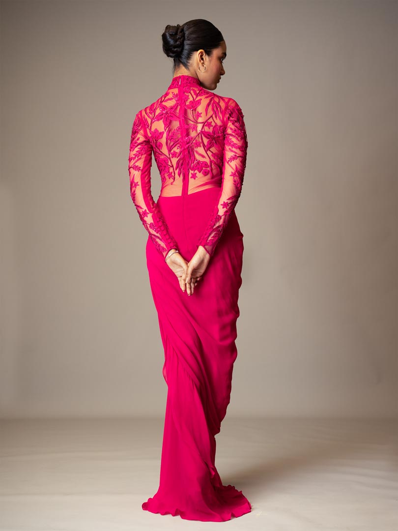 Fuschia Vale Saree Gown