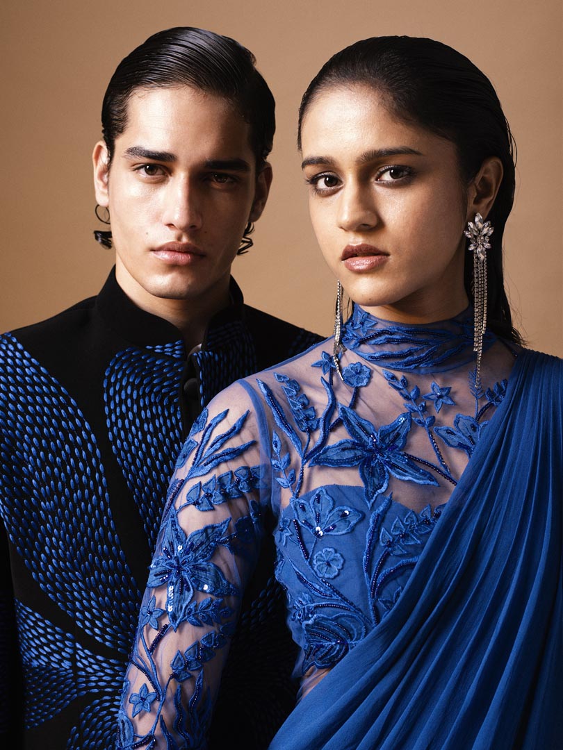 Cobalt Blue Vale Saree Gown