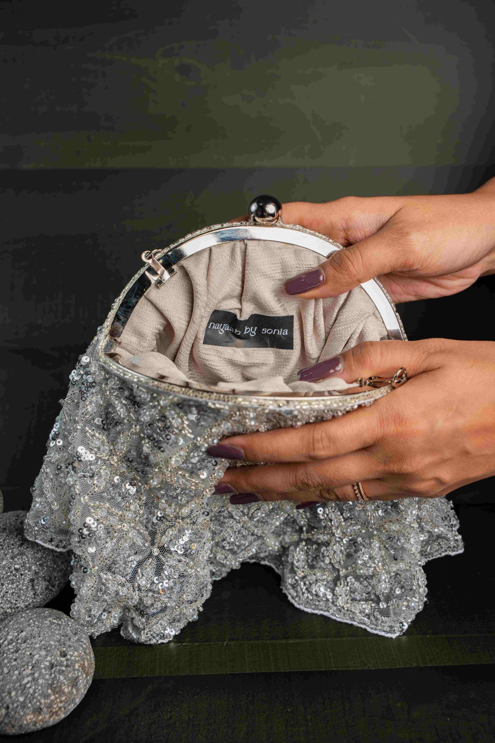 Drape Diva Batua Silver