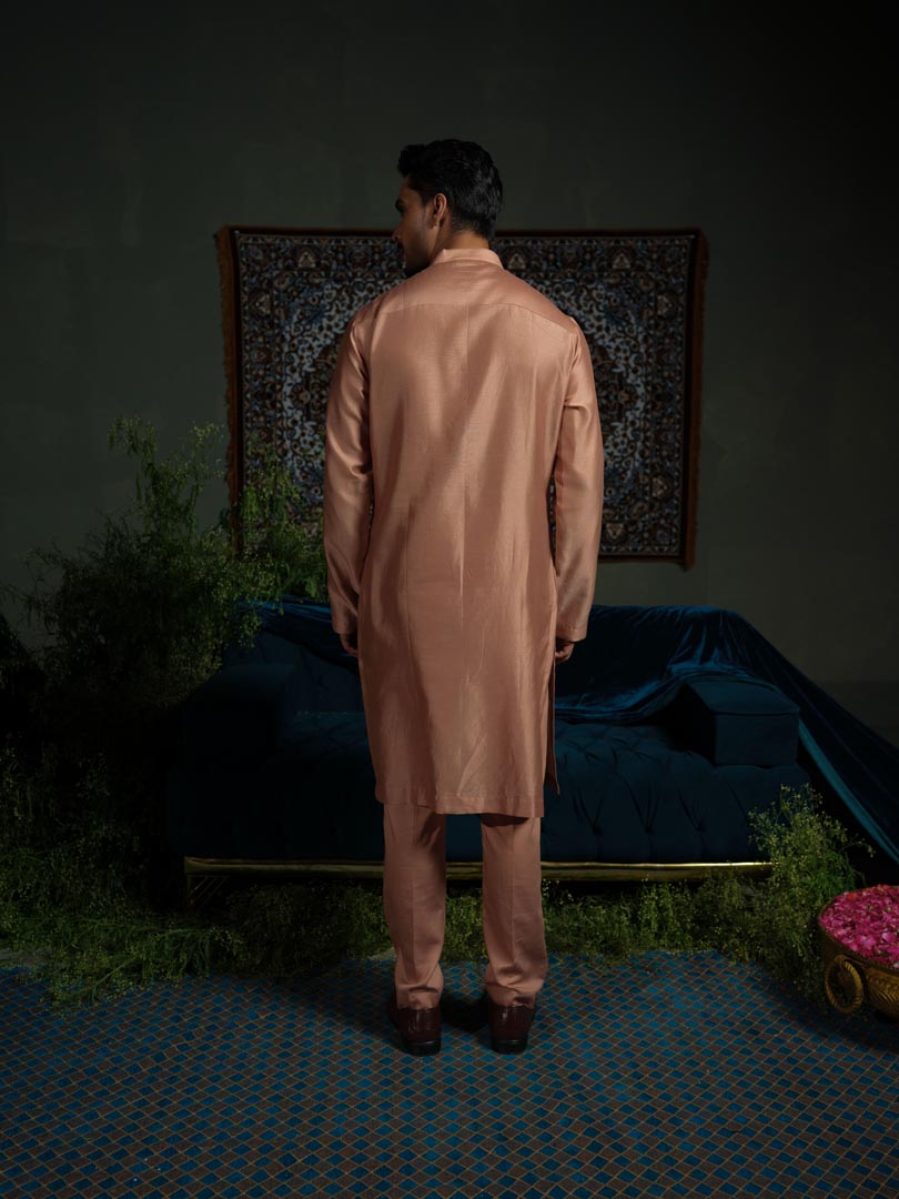 Peach Pink Pintuck Bundi set