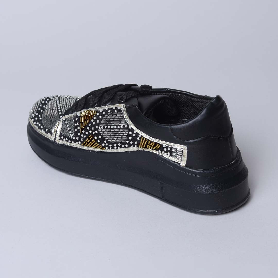 Black Metal Foliage Sneakers