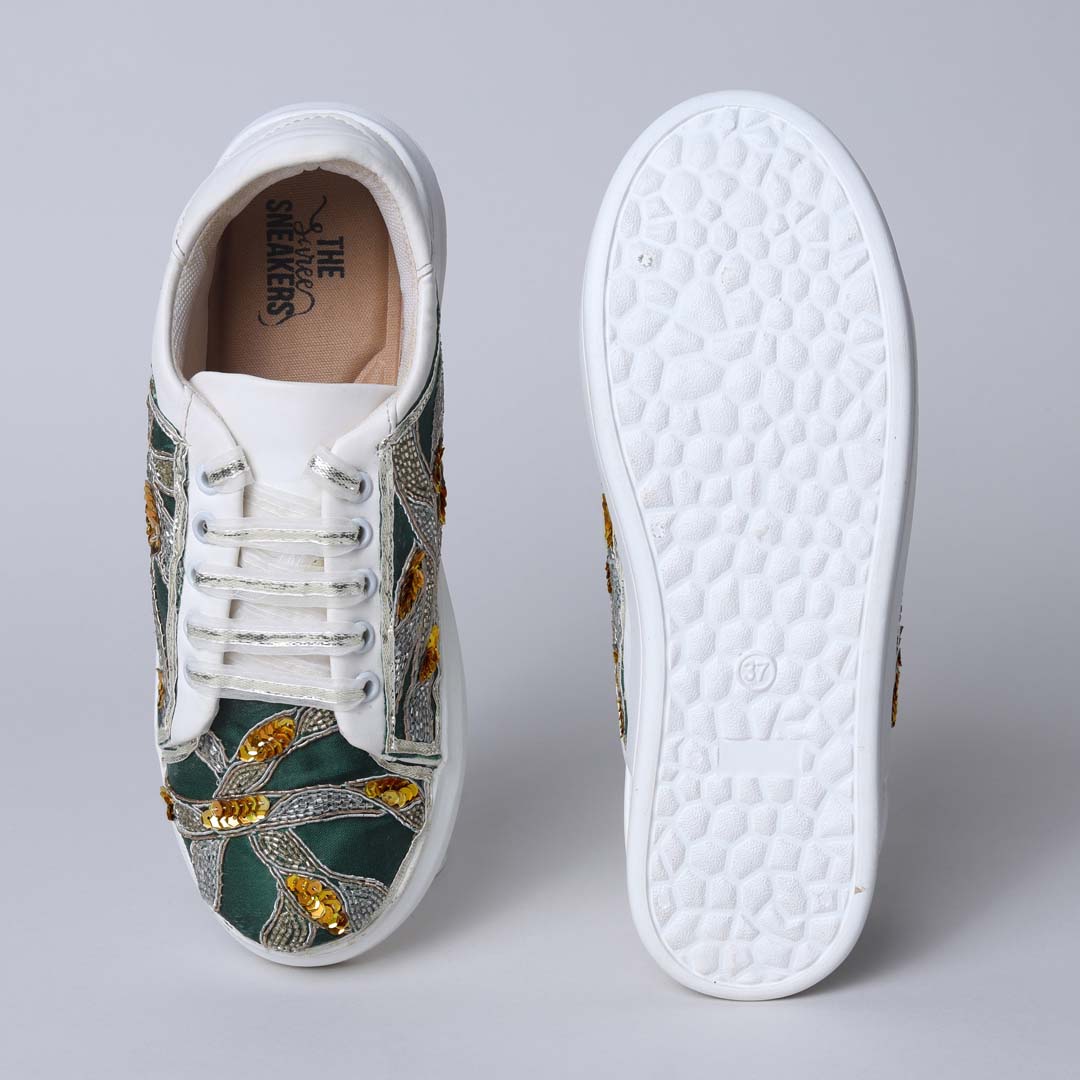 Green Metalic Mesh Sneakers