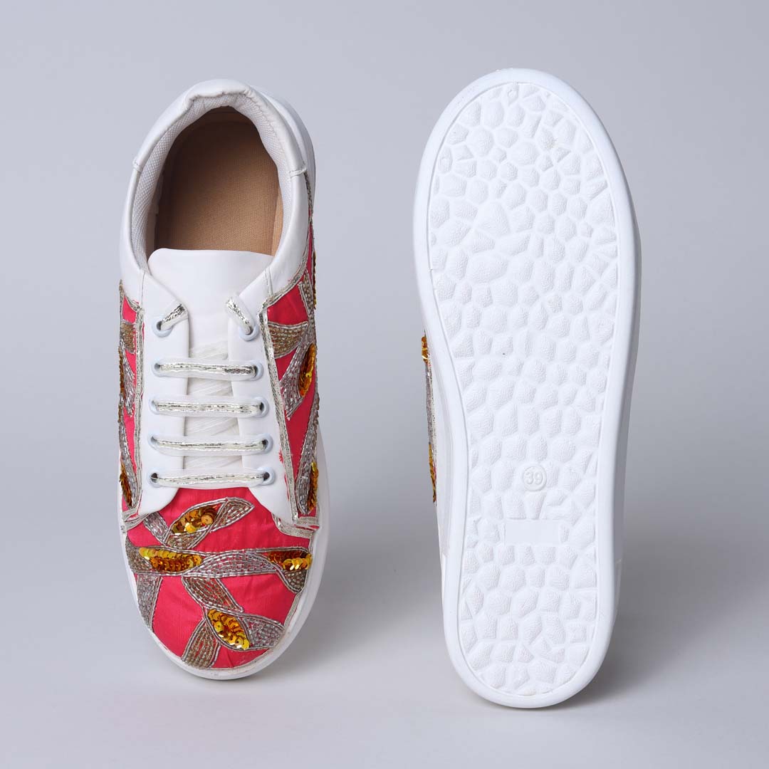 Pink Metalic Mesh Sneakers
