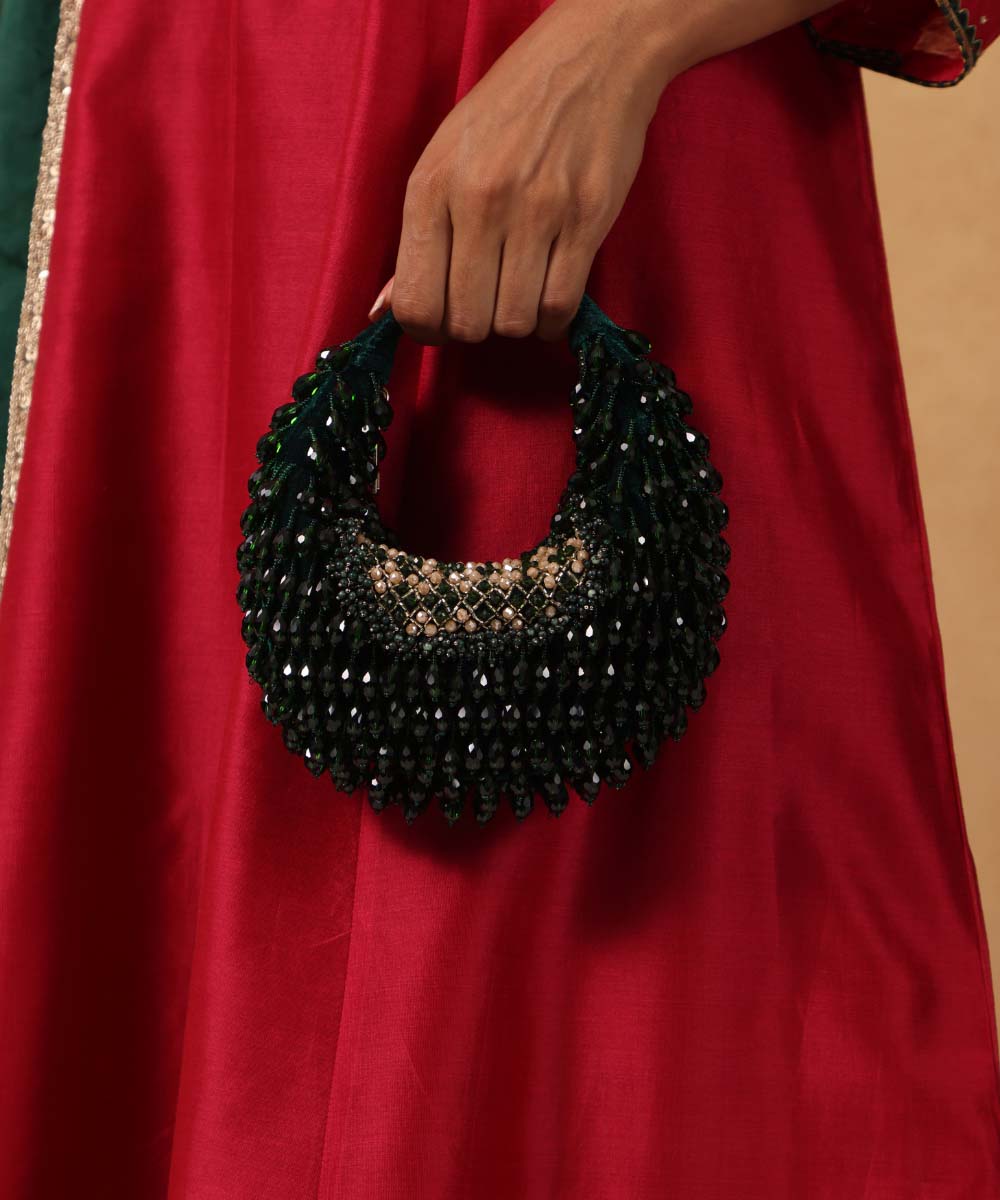 Alara Green Suede Embellished Hobo Bag