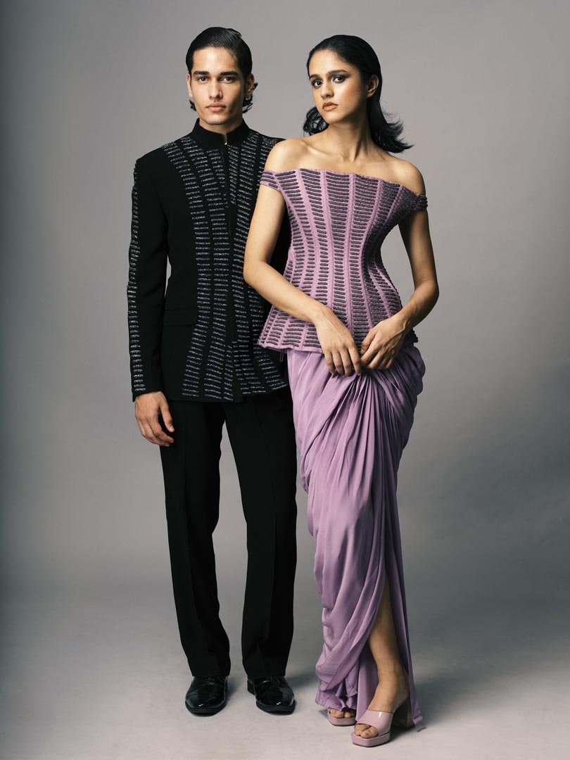 Lavender Corset Saree Gown