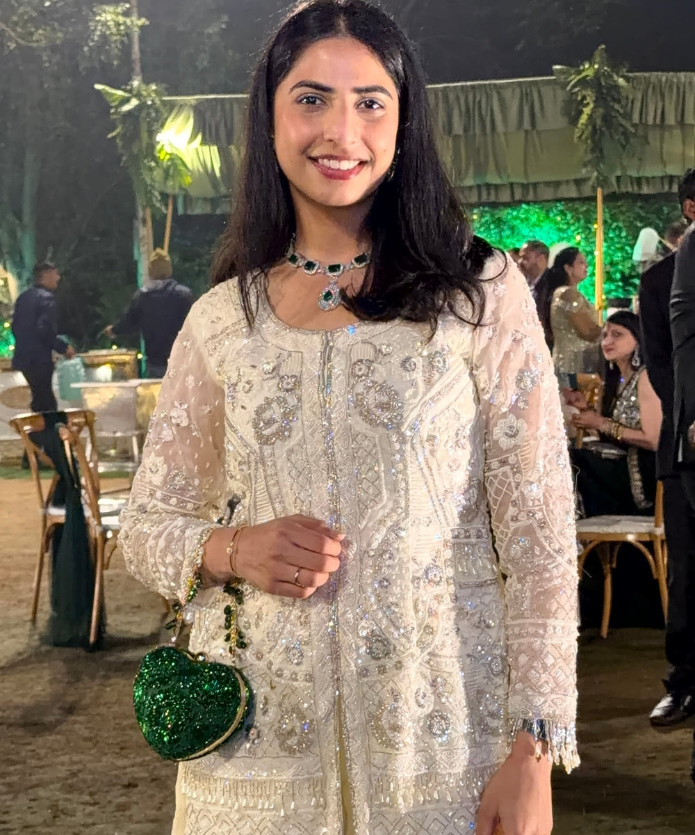 Cora Green Suede Embellished Heart Bag