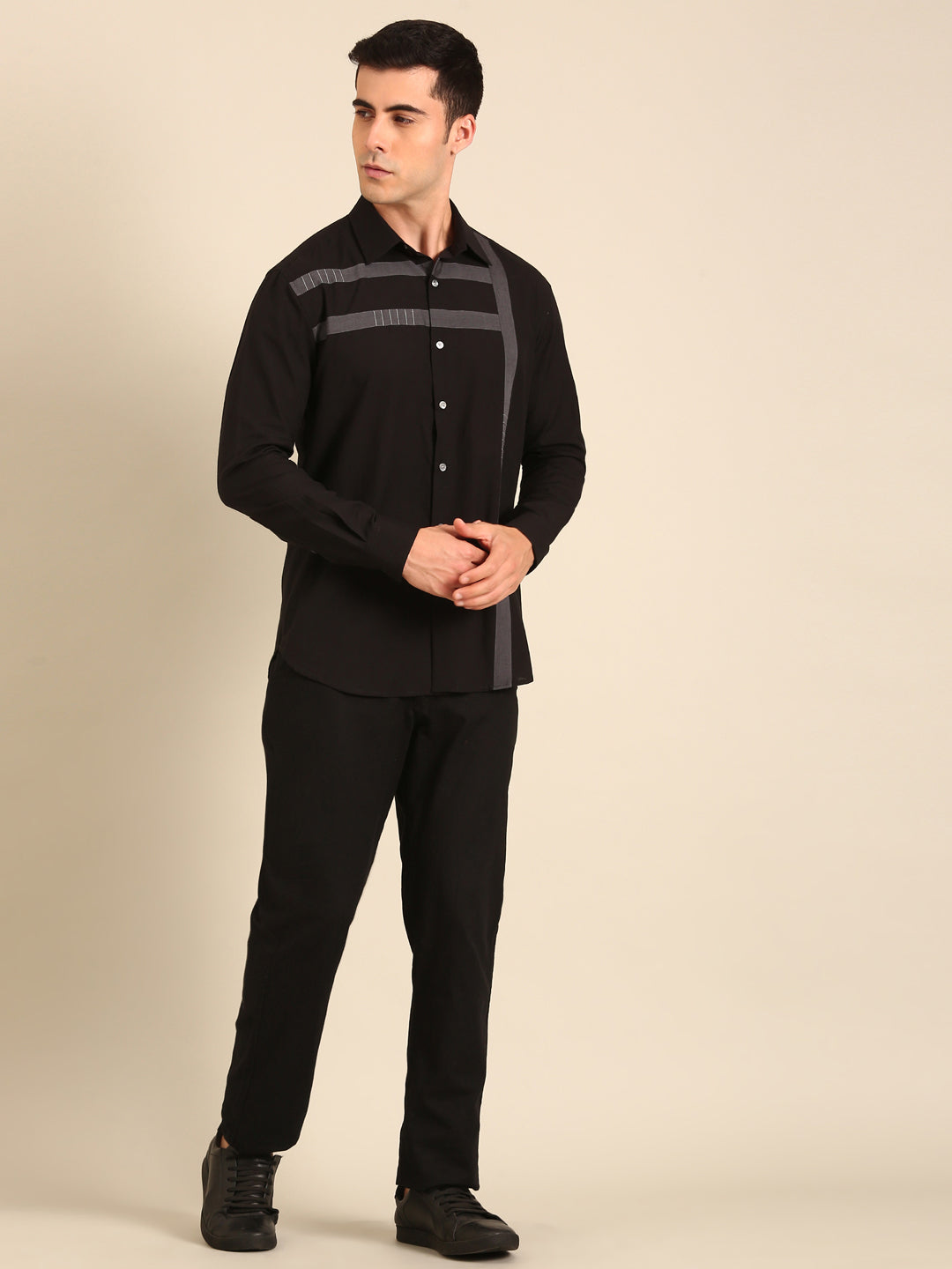 Black- Charcoal Malai Cotton Shirt