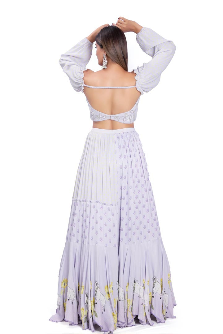 Lilac Kadakara Printed Skirt Set