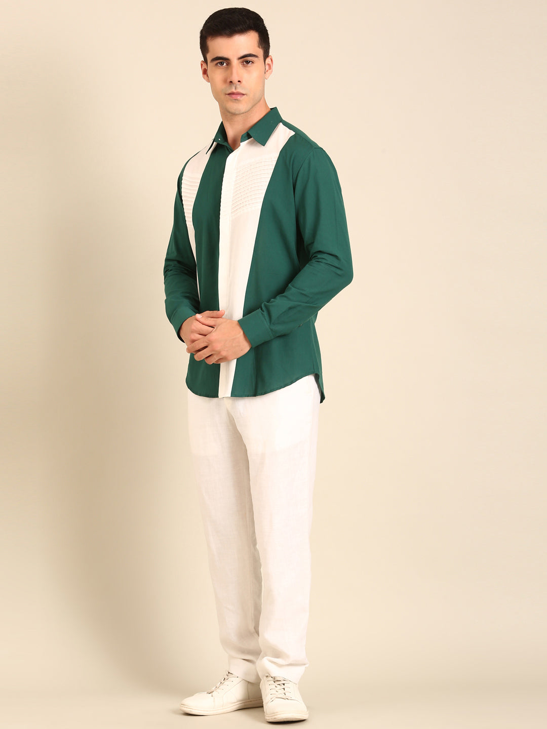 Teal- White Malai Cotton Shirt