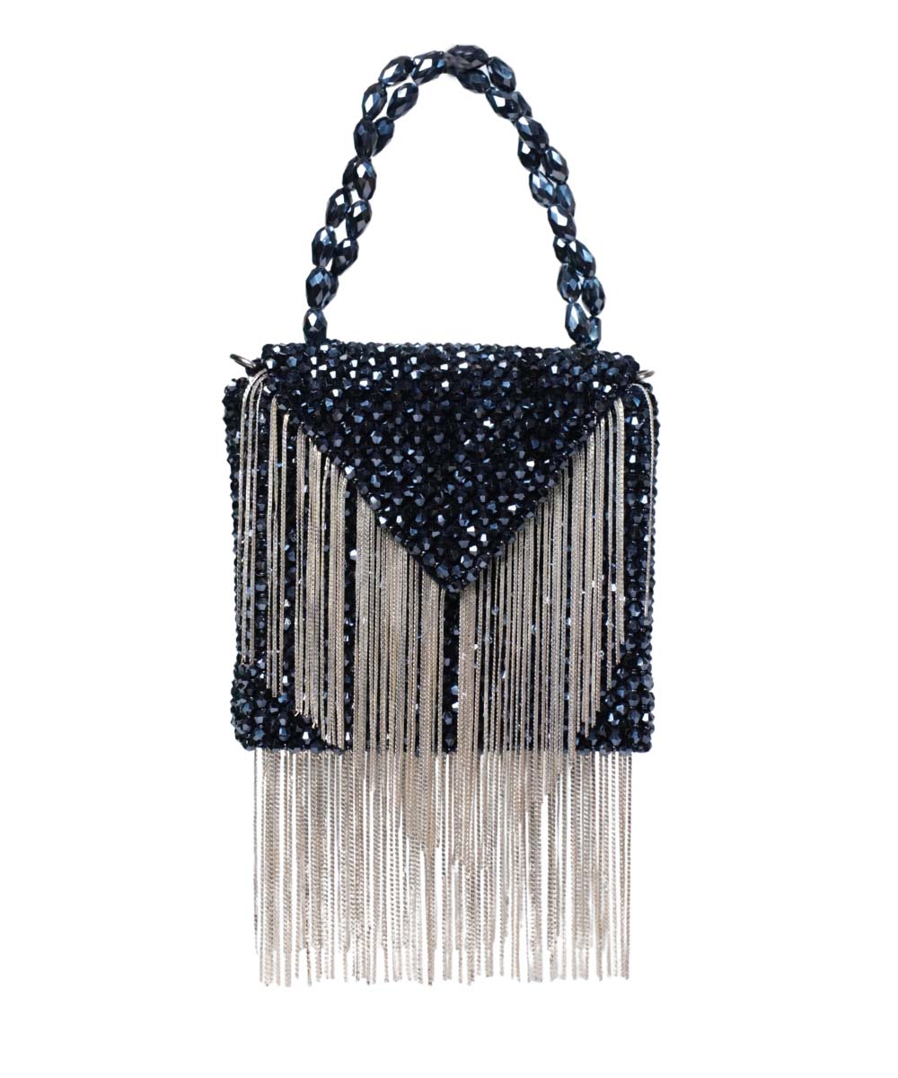 Natali Navy Blue Embellished Mini Bag