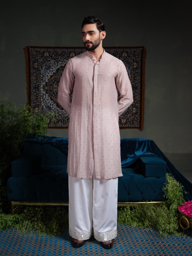 Lavender Chheeta Long kurta Set