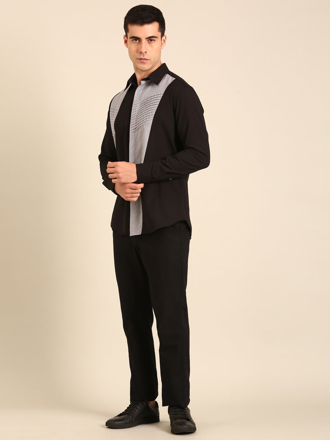 Black - Silver Malai Cotton Shirt
