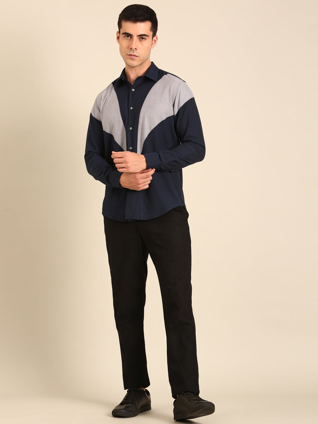 Blue - Silver Malai Cotton Shirt