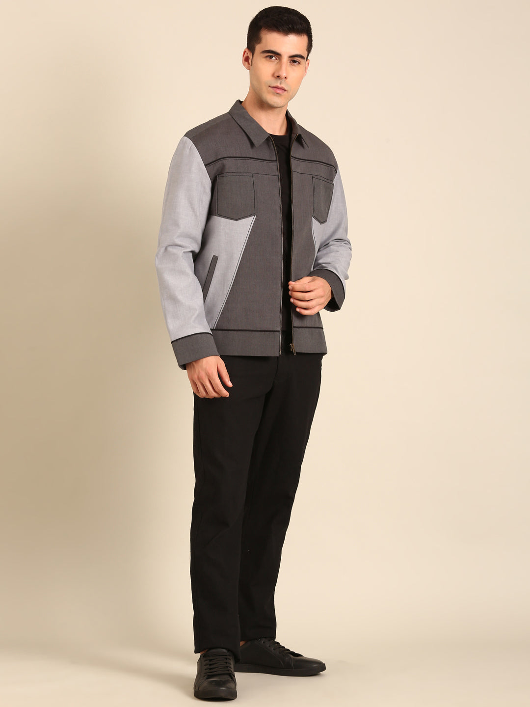 Grey Malai Cotton Bomber Jacket