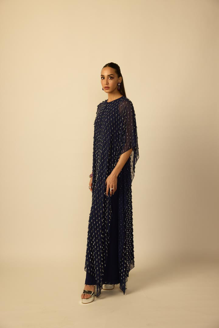 Deep Blue Silver Drop Kaftan