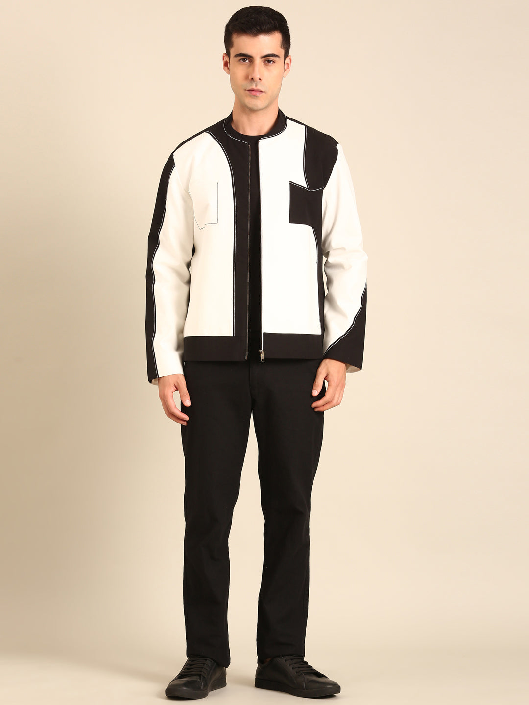 Black - White Malai Cotton Bomber Jacket