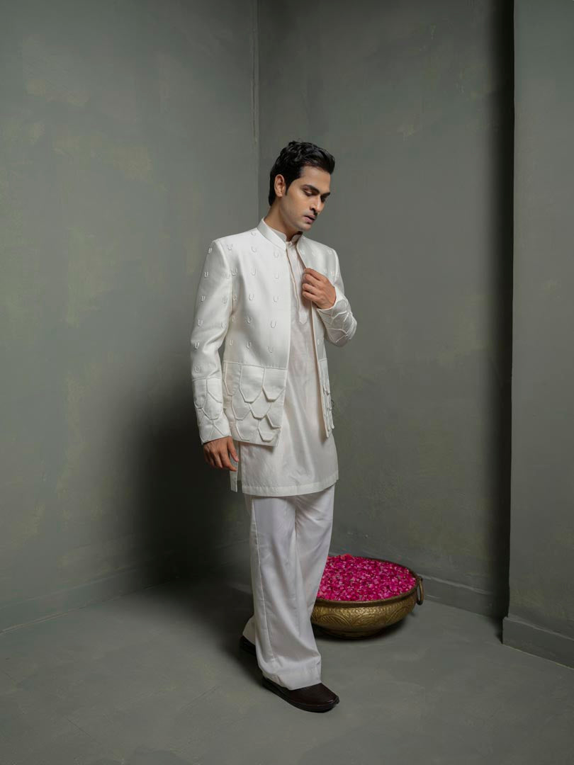 Ivory Flap Bandhgala Set