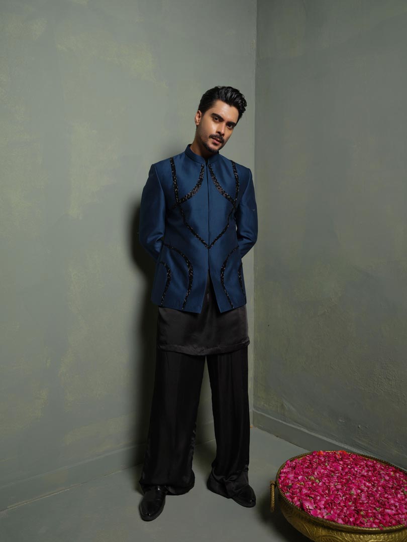 Midnight Bandhgala Set