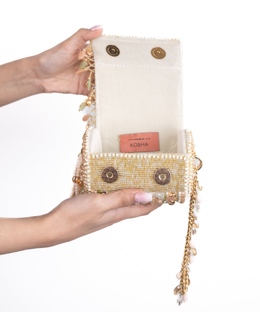 Bella Pastel Suede Embellished Cylinder Mini Bag