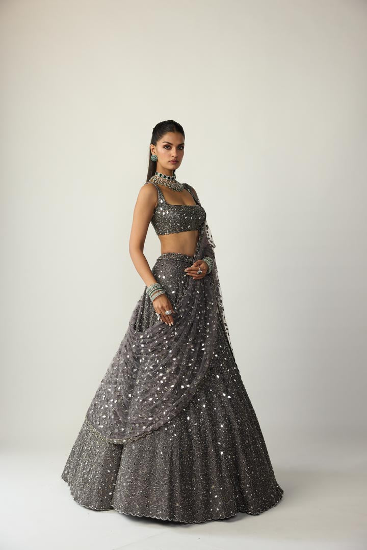 Metallic Grey Lehenga Set
