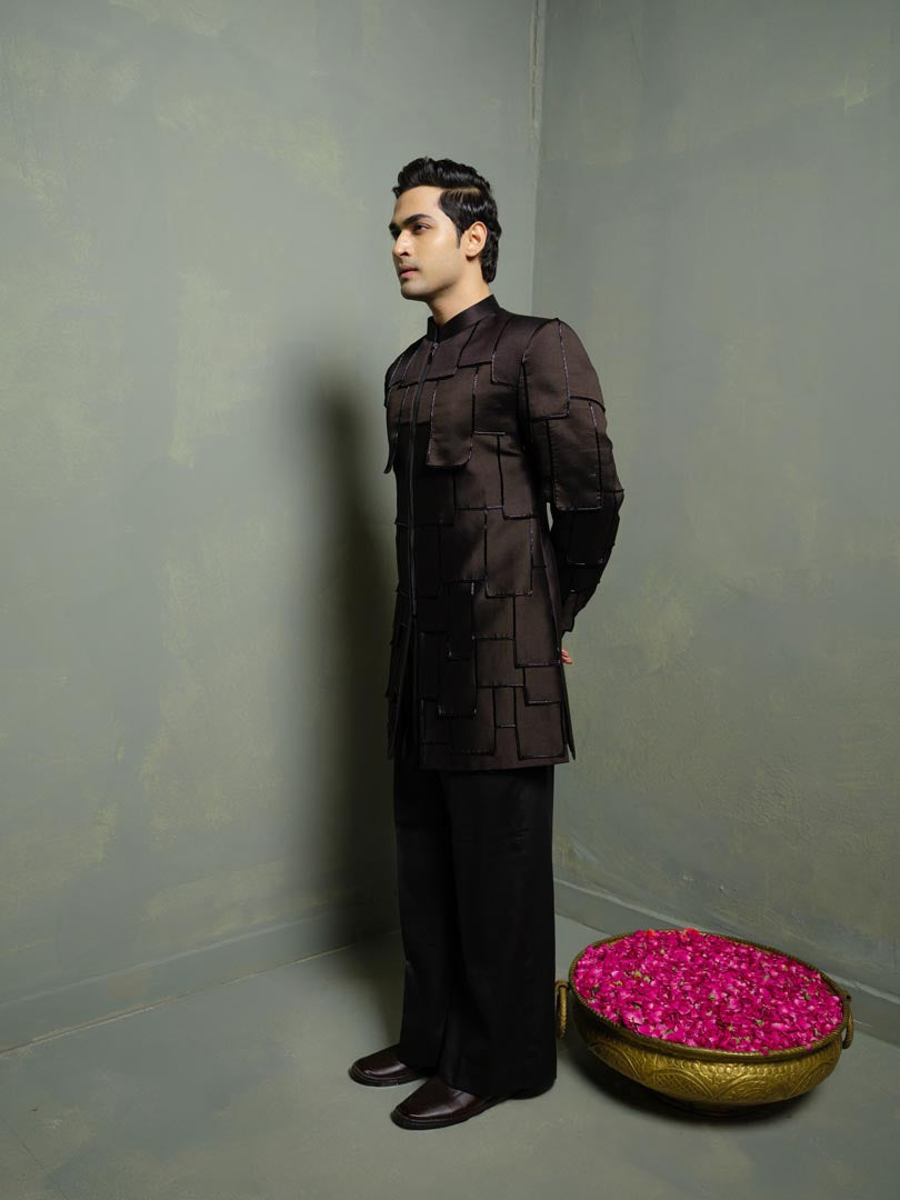 Black Flap Indowestern Set