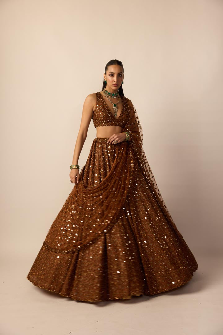 Metallic Copper Lehenga Set