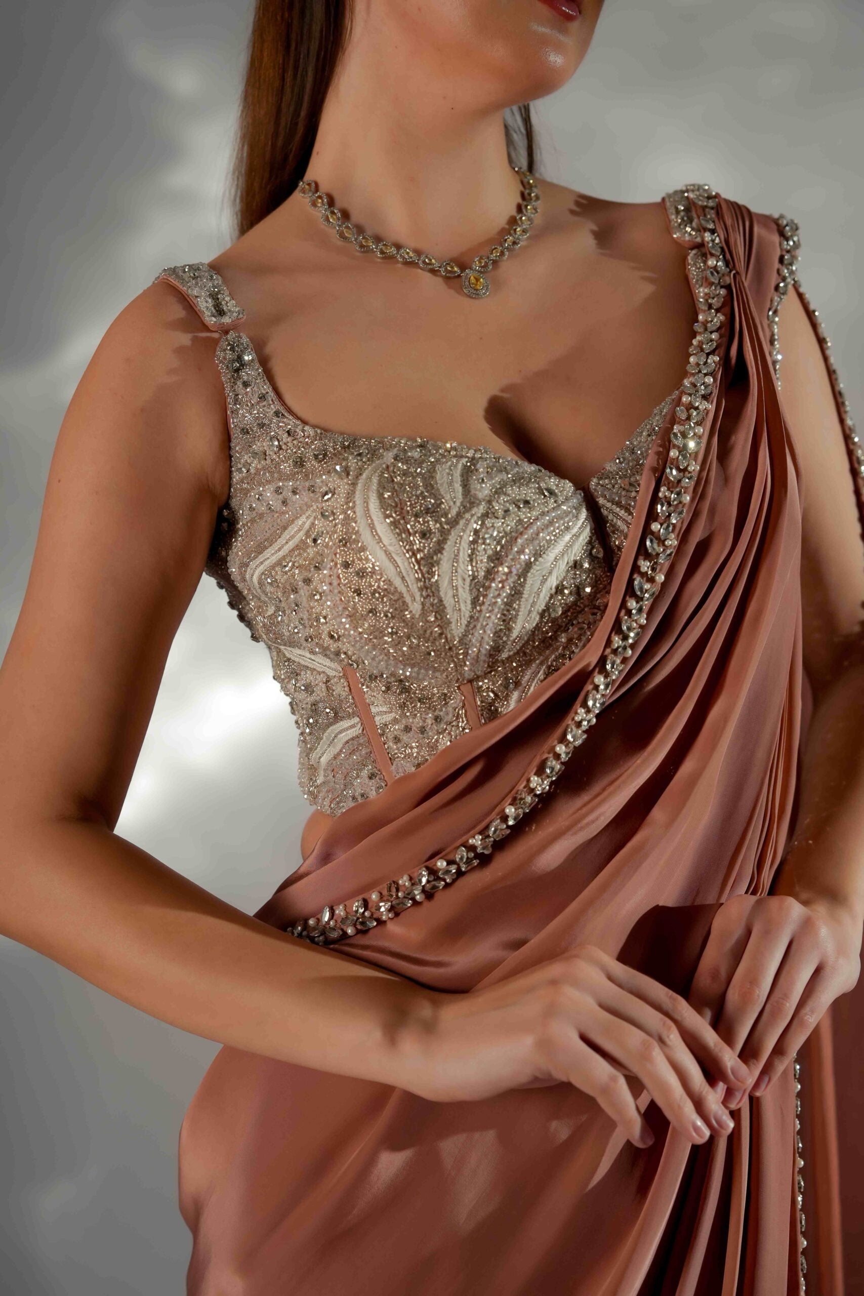 Zarina pearl drape saree