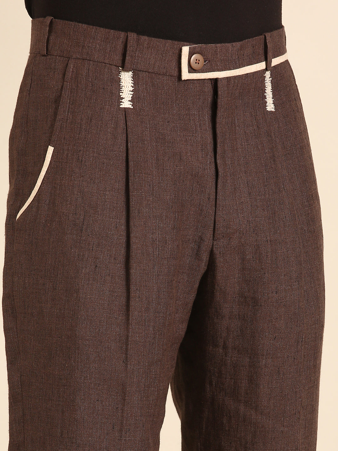 Brown 100% Linen Trouser