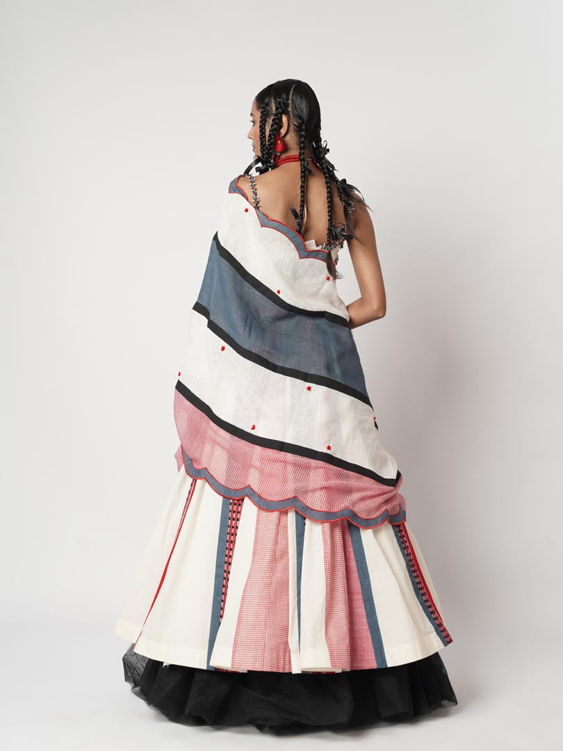 GAMCHA &NAGA DUO PANELLED LEHENGA SET