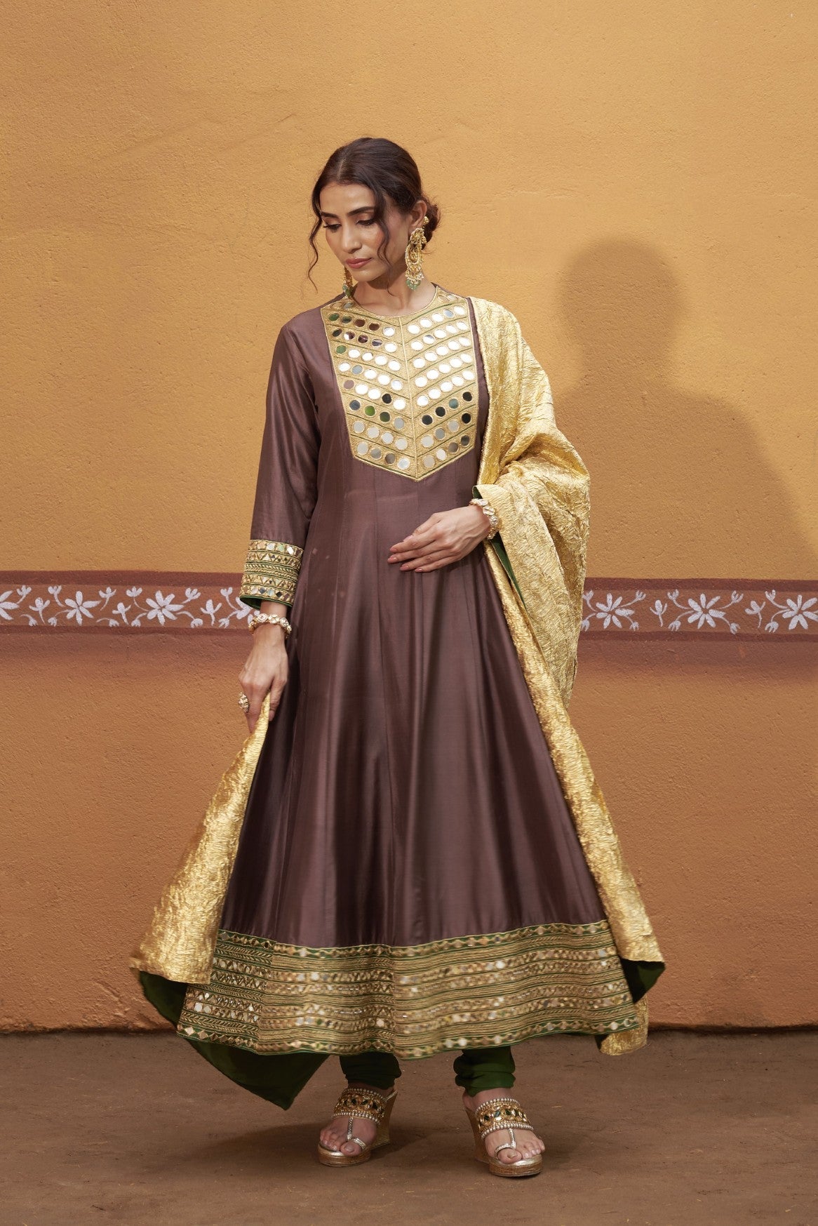 Anarkali with embroidered border and yoke