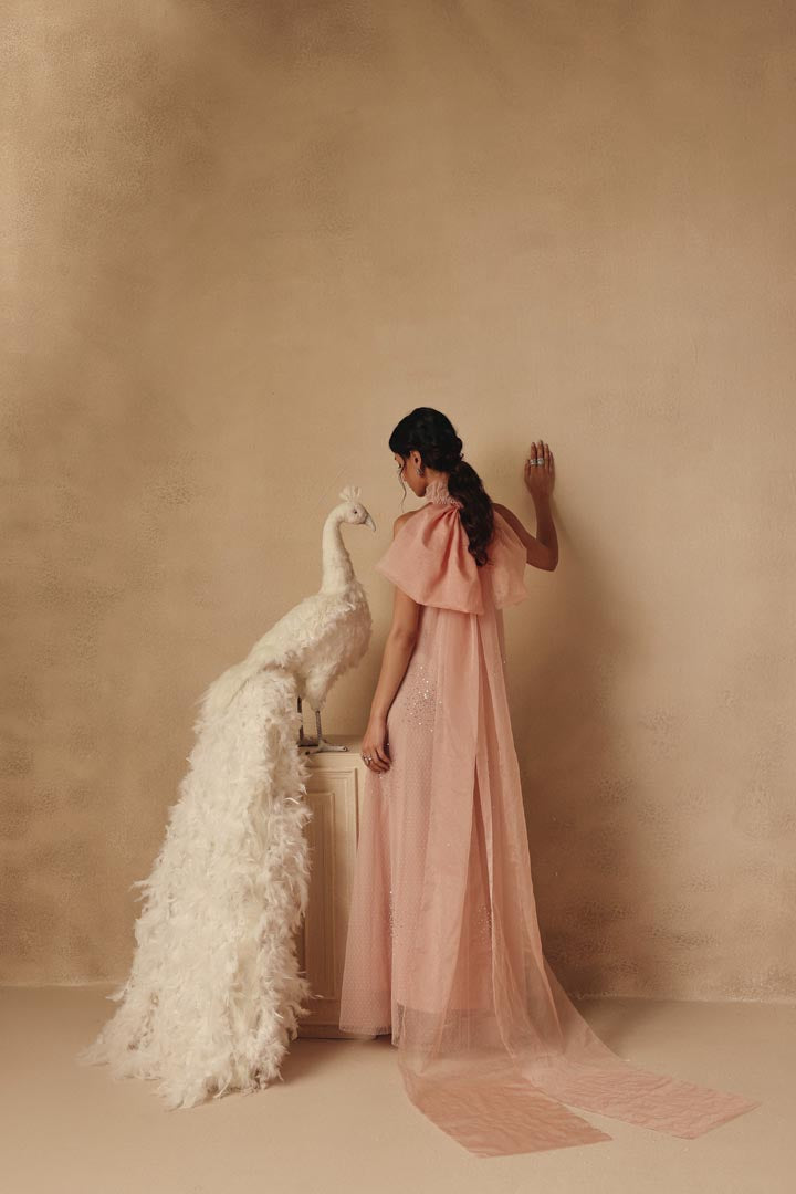 Pink Flowy Peacock Dress