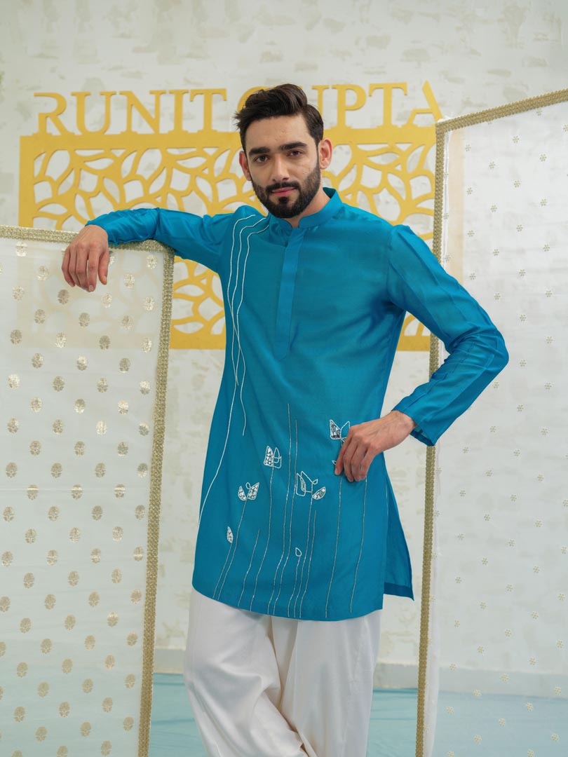 Mosaic Flower Blue Kurta set