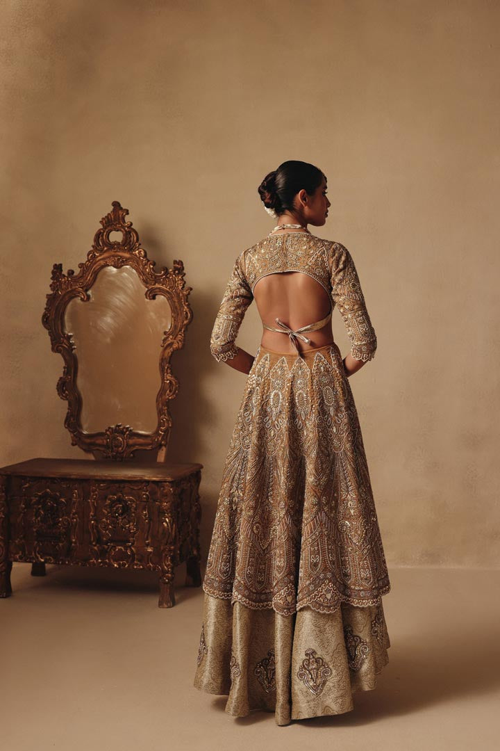 Gold Bridal Fully hand Embroidered Timeless Gown