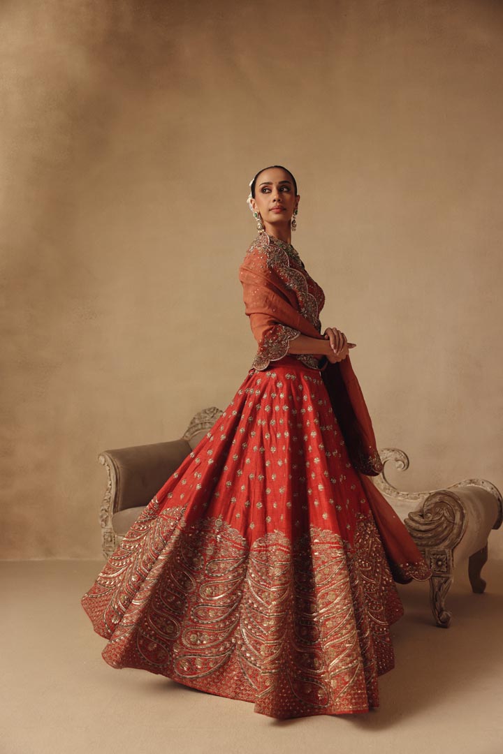 Raw Silk Heavy Hand Embroidery Elegant Timeless Wedding Lehenga
