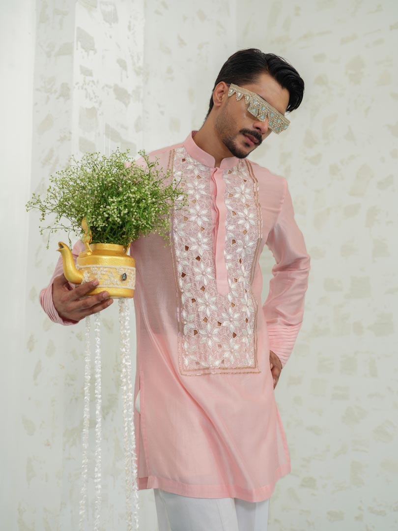 Pink cutwork Kurta set