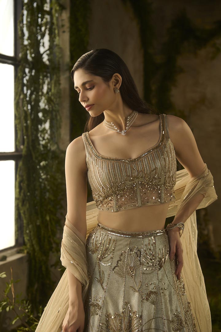 CHAMPAGNE MIST LEHENGA SET